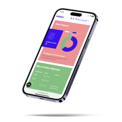 Screen of a mobile phone displaying the impact figures generated by using Carousello